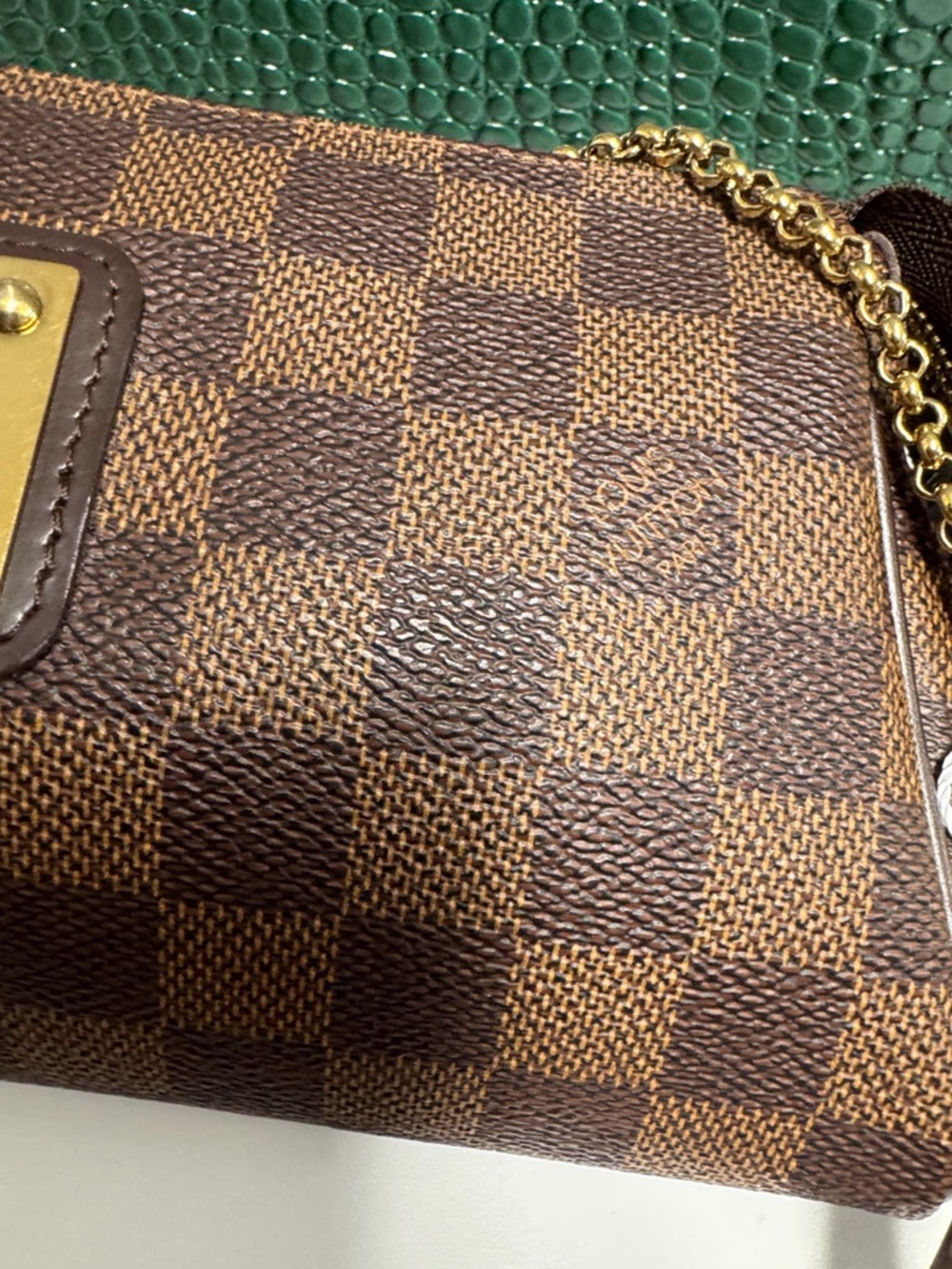 Louis Vuitton Brown Damier Ebene Gold-Trim Chain Pochette - Picture 13 of 15